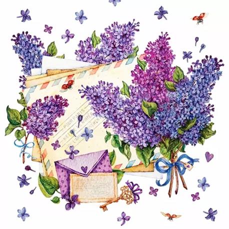 SERVILLETA CARTAS Y LILAS