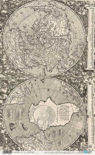 [PFY1842] PAPEL ARROZ MAPA MUNDI