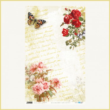 [PFY1929] PAPEL ARROZ FLOR ROJA Y MARIPOSA